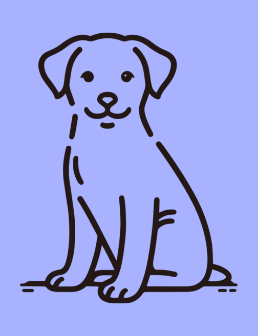 Line drawing of a cute dog 01