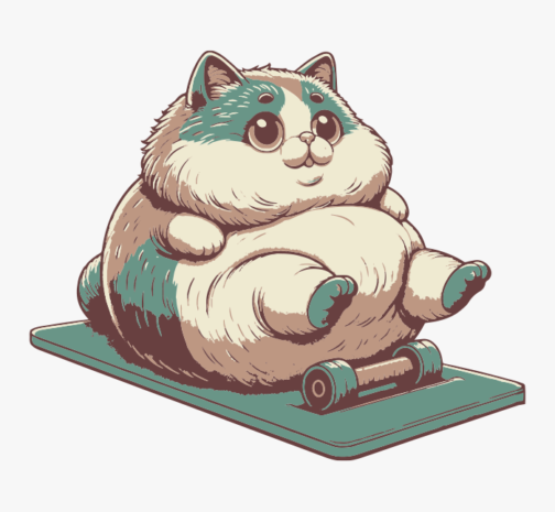Cute heavy cat training / illustration