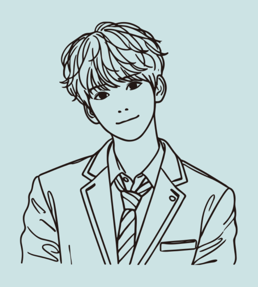 Line drawing of a handsome boy