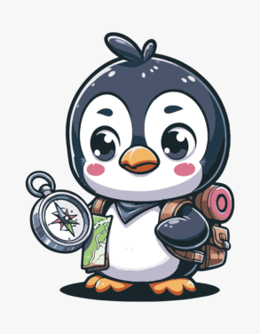 Aventura fofa de pinguim / ilustração