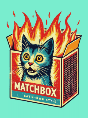 Retro stijl kat luciferdoosje illustratie 02