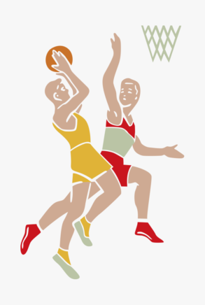 Material de ilustração de basquetebol de estilo antigo