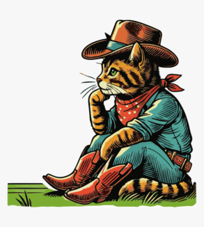 Western cat in the twilight / Vector Design