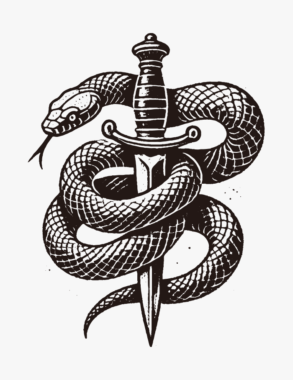 Espada e cobra / design vetorial