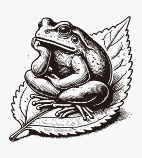 Ein Frosch denkt über ein Blatt nach / Vektordesign