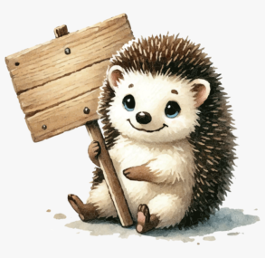 Un mignon bébé hérisson tenant une pancarte / illustration