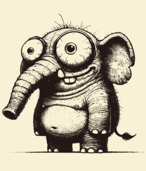 Elefante fofo e assustador / ilustração
