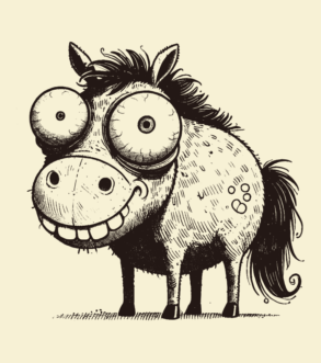 Cheval ou âne mignon et effrayant / illustration