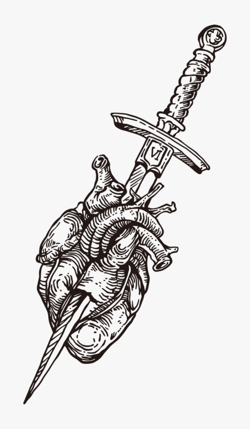 Illustration of a sword piercing the heart